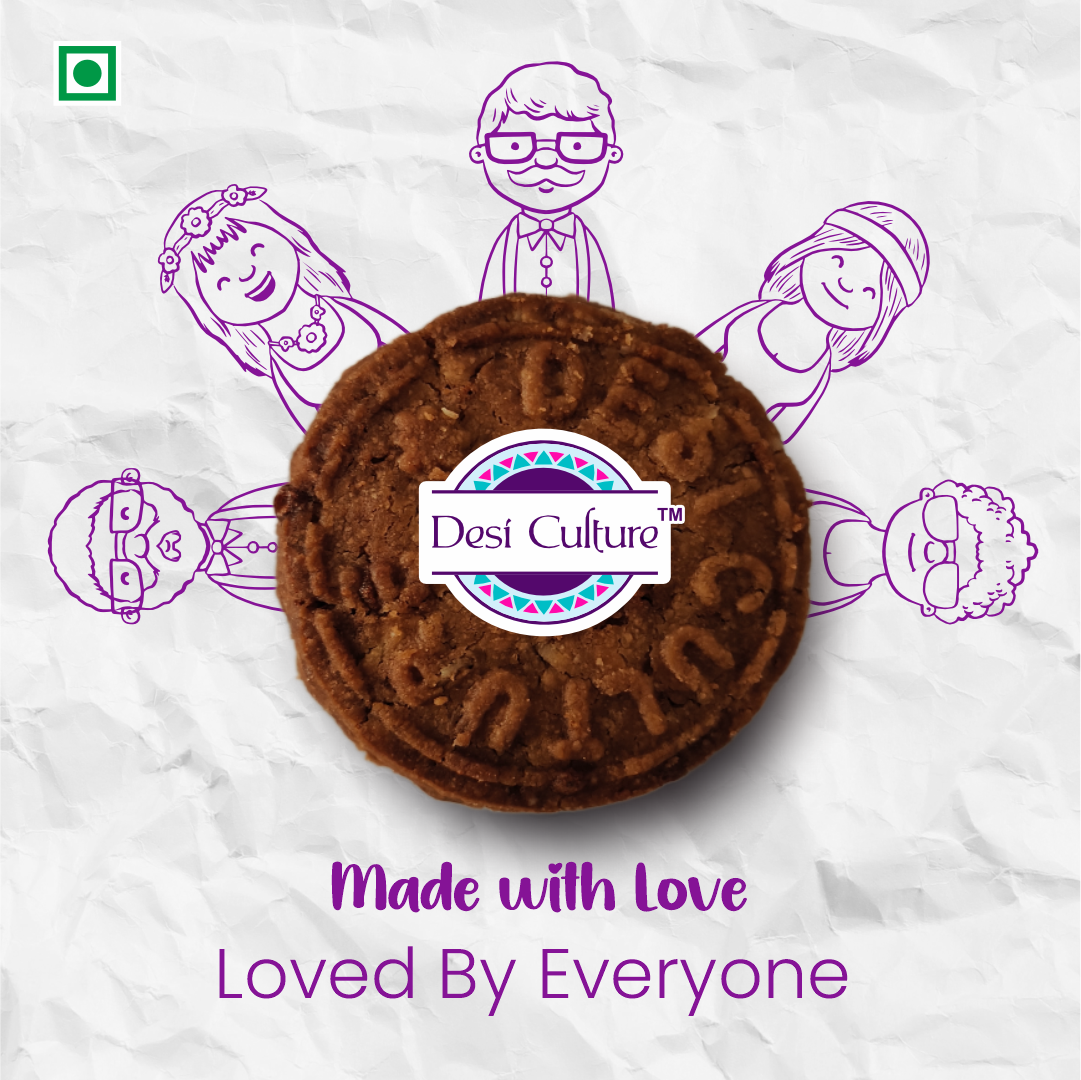 Desi Culture Healthy Multigrain Millet Cookies | Ragi, Jowar, Bajra, Oats | Jaggery Sweetened | No Maida | 200g