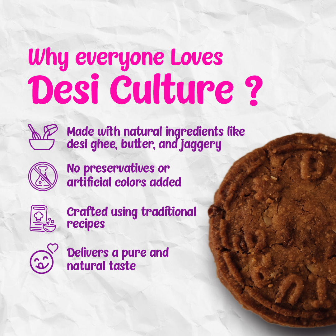 Desi Culture Premium Wheat Biscuits | Made with Whole Wheat | No Maida | Jaggery Sweetened | 200g